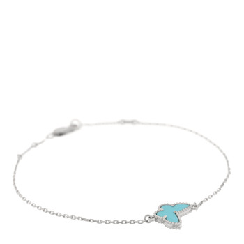 VAN CLEEF & ARPELS 18K White Gold Turquoise Sweet Alhambra Butterfly Bracelet
