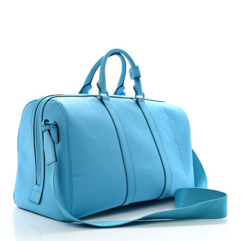 GUCCI Rubber Effect GG Embossed Duffle Bag Bright Blue