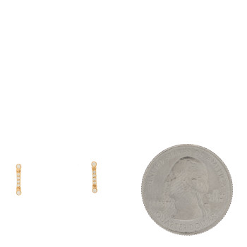 TIFFANY 18K Rose Gold Diamond Fleur de Lis Key Bar Earrings