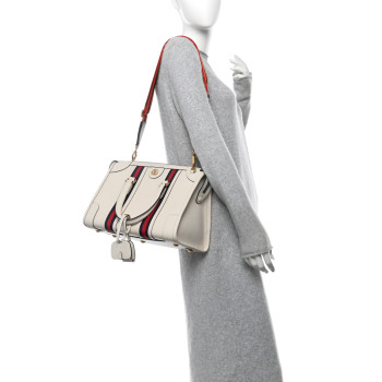 GUCCI Koi Calfskin Medium Bauletto Duffle Top Handle Bag White
