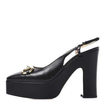 GUCCI Nappa Horsebit Platform 35/120mm Slingback Pumps 40.5 Black
