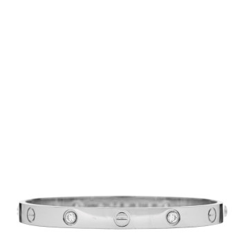 CARTIER 18K White Gold 4 Diamond Love Bracelet 17