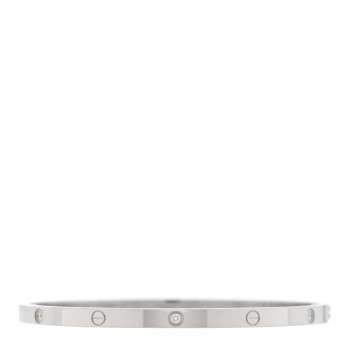 CARTIER 18K White Gold 6 Diamond Small LOVE Bracelet 17