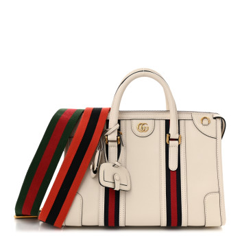 GUCCI Koi Calfskin Medium Bauletto Duffle Top Handle Bag White