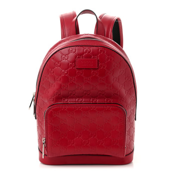 GUCCI Guccissima Signature Small Day Backpack Hibiscus Red