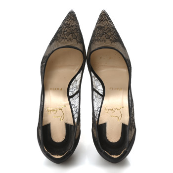 CHRISTIAN LOUBOUTIN Dentelle Fleur Crepe Satin Pigalace 120 Pumps 38 Black