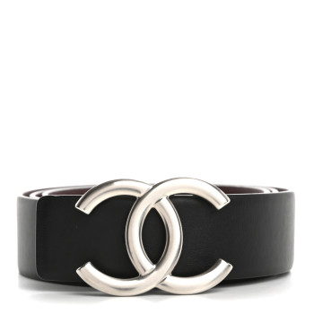 CHANEL Calfskin CC Reversible Belt 80 32 Black Burgundy