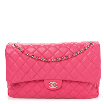 CHANEL Caviar Quilted XXL Travel Flap Bag Dark Pink