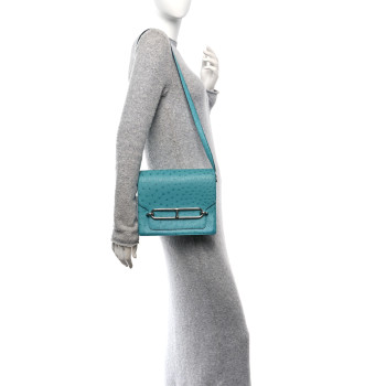 HERMES Ostrich Sac Roulis 23 Vert Verone