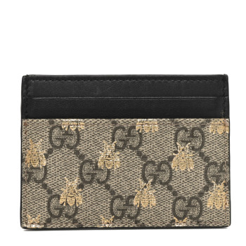 GUCCI GG Supreme Monogram Bees Card Holder Black