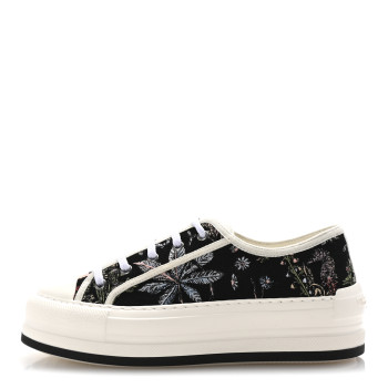 CHRISTIAN DIOR Canvas Jardin Botanique Embroidered Womens Walk'N'Dior Low Top Sneakers 38 Black Multicolor