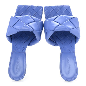 BOTTEGA VENETA Nappa Maxi Intrecciato Lido 90mm Mule Sandals 38.5 Indigo