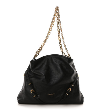 GIVENCHY Tumbled Calfskin Medium Voyou Bag Black
