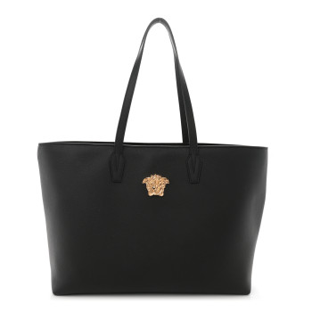 VERSACE Grained Calfskin La Medusa Tote Bag Black
