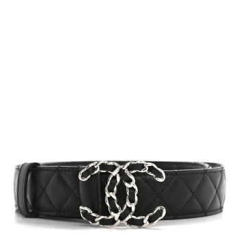 CHANEL Caviar Quilted CC Chain Belt 75 30 Black