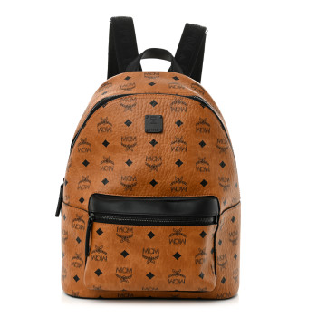 MCM Visetos Small Stark Backpack Cognac Black