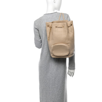 CELINE Calfskin Quilted Medium C Backpack Beige