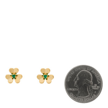 VAN CLEEF & ARPELS 18K Yellow Gold Emerald Mini Frivole Earrings