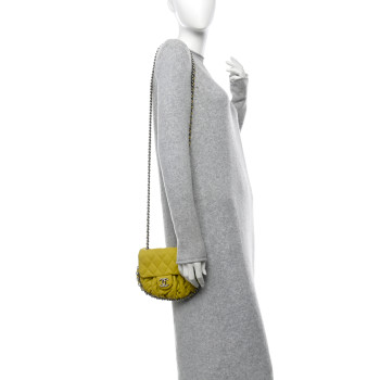 CHANEL Washed Lambskin Quilted Mini Chain Around Flap Yellow
