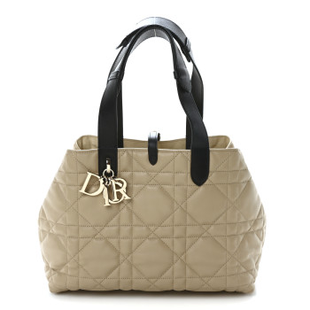 CHRISTIAN DIOR Calfskin Macrocannage Medium Toujours Tan Black