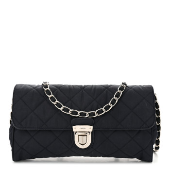 PRADA Nylon Tessuto Impuntu Quilted Flap Crossbody Baltico