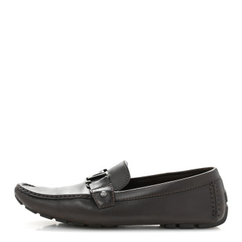 LOUIS VUITTON Calfskin Mens Monte Carlo Shoe Moccasin Loafers 10.5 Brown