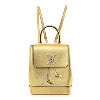 LOUIS VUITTON Metallic Calfskin Lockme Mini Backpack Gold