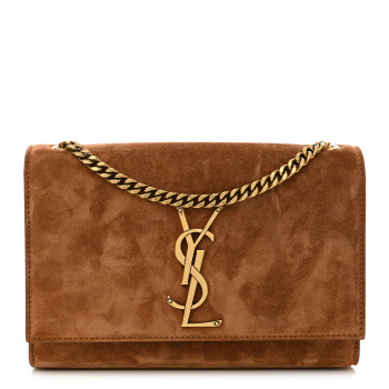 SAINT LAURENT Suede Small Monogram Kate Satchel Macaron
