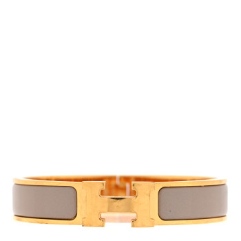 HERMES Enamel Narrow Clic Clac H Bracelet PM Marron Glace