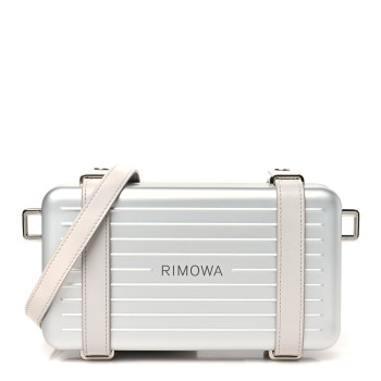 CHRISTIAN DIOR X RIMOWA Aluminum Personal Clutch On Strap Silver