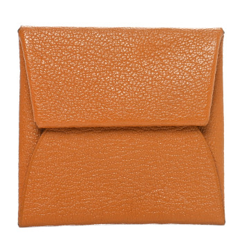 HERMES Chevre Mysore Bastia Verso Coin Purse Caramel Rose Shocking