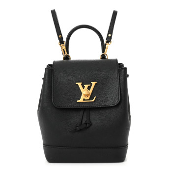 LOUIS VUITTON Calfskin Lockme Mini Backpack Black