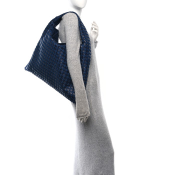 BOTTEGA VENETA Denim Nappa Intrecciato Large Hop Abyss Indigo