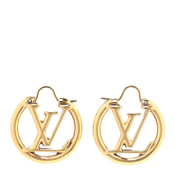 LOUIS VUITTON Metal Small Louise Hoop Earrings Gold