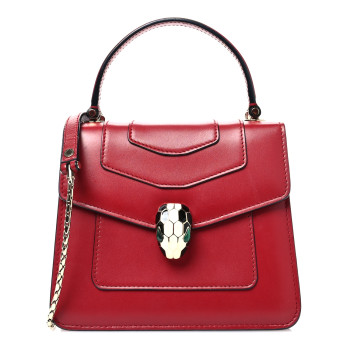 BULGARI Calfskin Serpenti Forever Top Handle Red