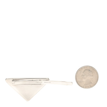 PRADA Metal Triangle Logo Hair Clip Black