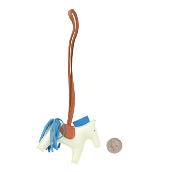 HERMES Milo Lambskin Grigri Rodeo Horse Bag Charm PM Vert Fizz Bleu Zanzibar Gold