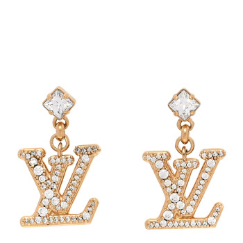 LOUIS VUITTON Crystal Lady LV Earrings Gold