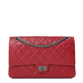 CHANEL Aged Calfskin Quilted 2.55 Reissue 226 Flap Dark Red