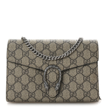 GUCCI GG Supreme Monogram Mini Dionysus Chain Wallet Beige Black
