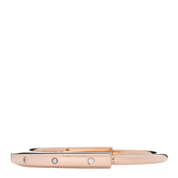 TIFFANY 18K Rose Gold Diamond Tiffany Lock Bangle Bracelet