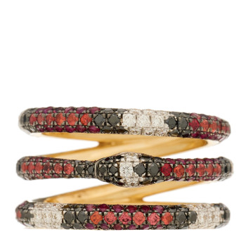 GUCCI 18K Yellow Gold Black Diamond Topaz Sapphire Diamond Ouroboros Snake Three-Row Ring 53 6.25