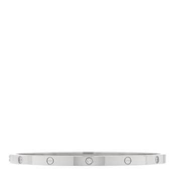 CARTIER 18K White Gold 6 Diamond Small LOVE Bracelet 17