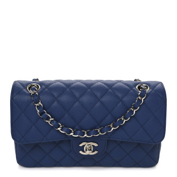 CHANEL Caviar Quilted Small Double Flap Blue