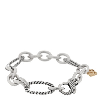 DAVID YURMAN Sterling Silver 18K Yellow Gold Elongated Link Chain Bracelet
