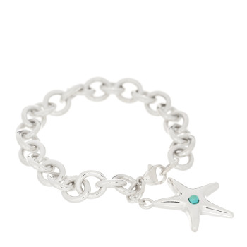 TIFFANY Sterling Silver Turquoise Starfish Charm Bracelet