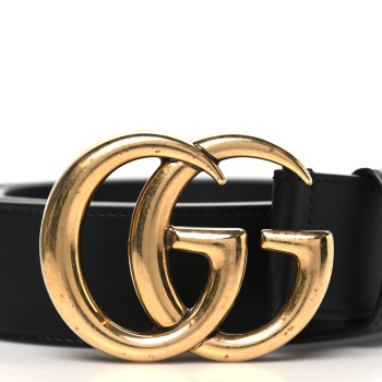 GUCCI Calfskin Double G 40mm Belt 95 38 Black