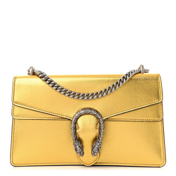 GUCCI Metallic Calfskin Small Dionysus Shoulder Bag Gold