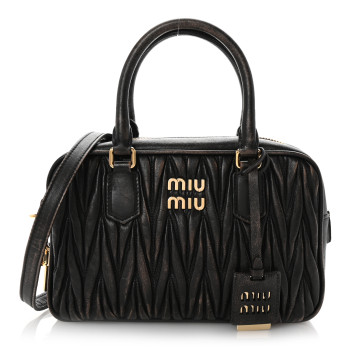 MIU MIU Nappa Matelasse Arcadie Top Handle Bag Sabbia Caffe