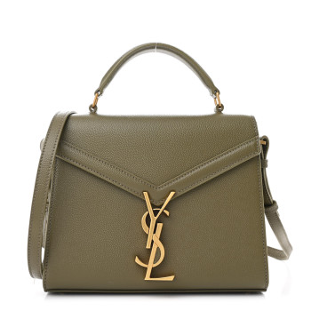 SAINT LAURENT Grain de Poudre Mini Classic Monogram Cassandra Top Handle Olive